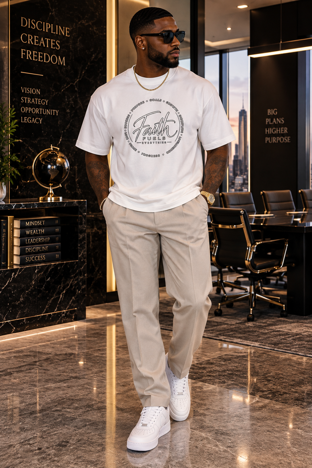 Faith Fuels Everything Unisex organic oversized high neck t-shirt